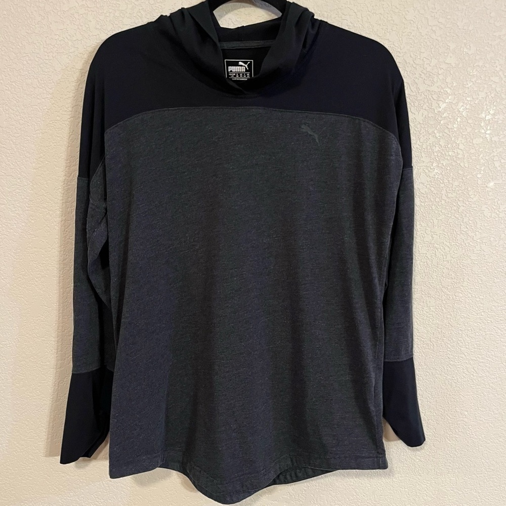 PUMA pullover lightweight hoodie gray and black size L